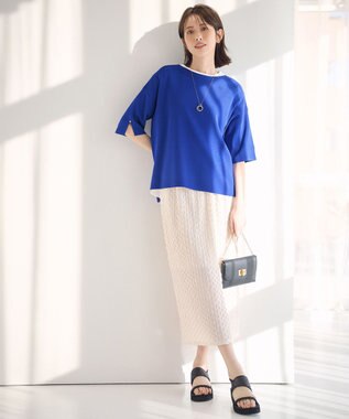 ANY SIS 【接触冷感・UVカット・洗える】ビューティクールボートネック プルオーバー ブルー