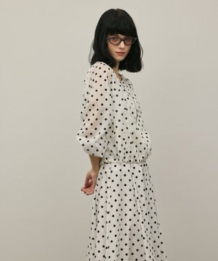 GRACE CONTINENTAL ドットフロッキーブルゾン ホワイト