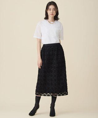 自由区 L テープエンブロイダリー スカート ブラック