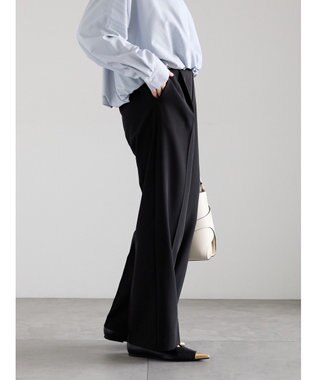 Te chichi 【雑誌掲載アイテム】ダブルクロスイージーワイドパンツ ブラック