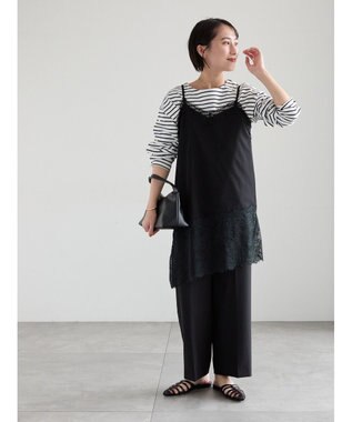 Te chichi 【雑誌掲載アイテム】ダブルクロスイージーワイドパンツ ブラック