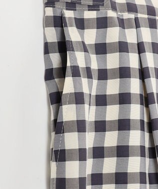 J.PRESS LADIES S 【洗える】アセVisギンガム イージー パンツ スレート×ベージュ系