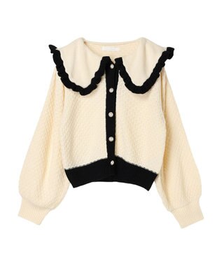 Green Parks ・Ｐｅｔｉｔ　Ｆｌｅｕｒ　ビッグカラーニットカーデ Ivory