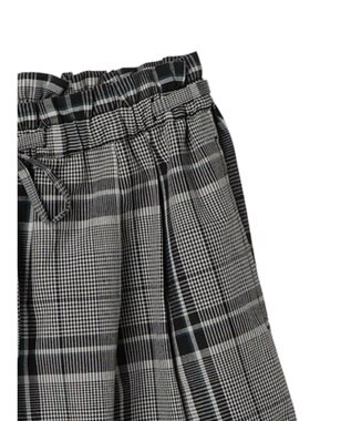Green Parks 綿麻混バギーパンツ Check Black