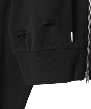 WEGO ヴィンテージウォッシュWジップショートパーカー ブラック