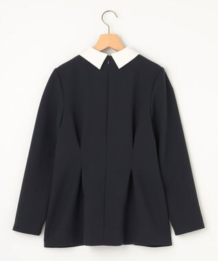 組曲 S 【KUMIKYOKU NAVY】コンフォータブルドレープ 襟付きブラウス ネイビー系