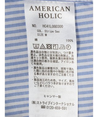 AMERICAN HOLIC ＵＶカット加工バックタックシャツチュニック Stripe Sax