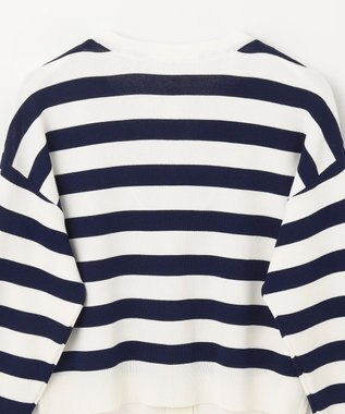 GRACE CONTINENTAL ニットボーダーカーディガン ネイビー