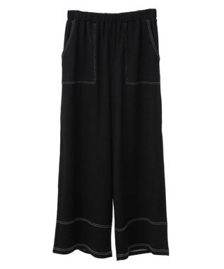 Green Parks 配色ステッチ楊柳イージーパンツ Black