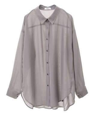 earth music&ecology シアーシャツ Gray Beige