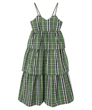 Green Parks ・ＳＵＧＡＲ　ＳＰＯＯＮ　チェックラッフルキャミワンピース Green