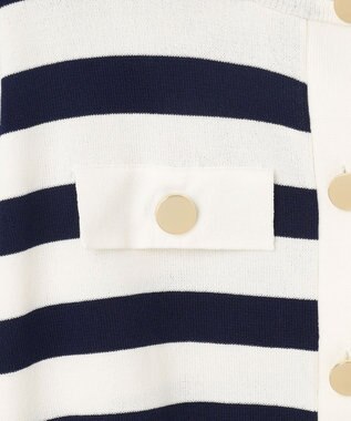 GRACE CONTINENTAL ニットボーダーカーディガン ネイビー