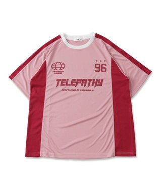 WEGO サッカーメッシュ切り替えビッグT ピンク