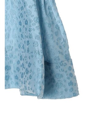 Green Parks パフスリーブジャガードペプラムブラウス Sax