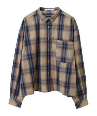 AMERICAN HOLIC イージーケアショート丈チェックシャツ Beige