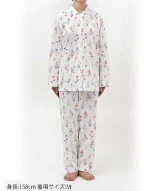 Wing パジャマ 綿混(本体) あったか 冬 長袖 長ズボン レディース EP6021 ウイング／ワコール ホワイト