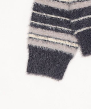 WEGO 【ユニセックス着用ITEM】シャギーボーダーニットパーカー ネイビー