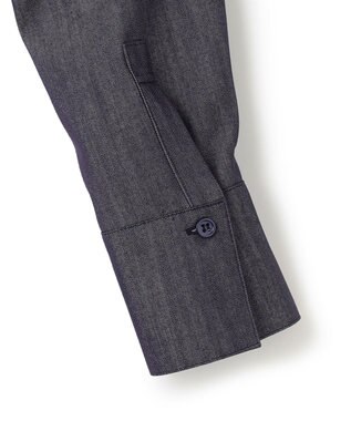 ICB 【洗える】リアクティブソフトデニム バンドカラーシャツ インディゴ系