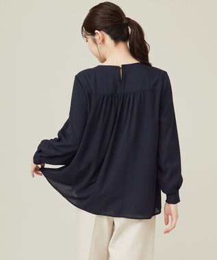 ANY SIS 【WEB限定】エニポカシリーズVネック ブラウス ネイビー