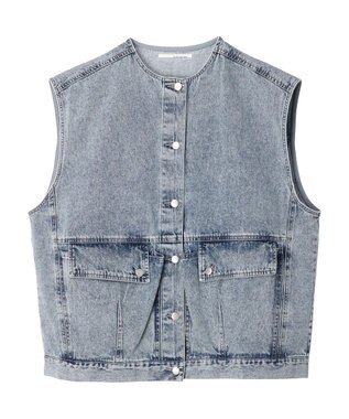 Green Parks ・ＥＬＥＮＣＡＲＥ　ＤＵＥ　ノーカラーデニムベスト Blue