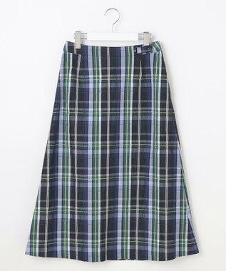 J.PRESS LADIES 【洗える】ECO DOBBY チェック スカート ネイビー系3