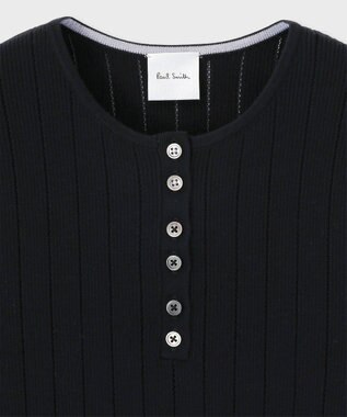 Paul Smith 【洗える】リブアイレット 半袖ニット ブラック