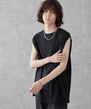 WEGO 【5色3サイズ展開/ユニセックス着用ITEM/洗える/綿100%】スリーブレスコットンT ブラック