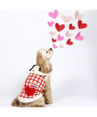 PET PARADISE スヌーピー ハートボアベスト  中型犬 ホワイト×レッド