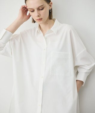 ICB 【3/6-3/22期間限定・受注生産】クリーンブロード シャツカスタマイズ 白シャツ×ポケットモノグラム柄×刺繍あり