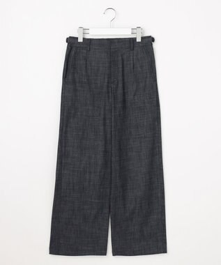 J.PRESS LADIES ソフトシャンブレー ストレートパンツ ネイビー系
