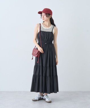 earth music&ecology ドロストシャーリングキャミワンピース Black