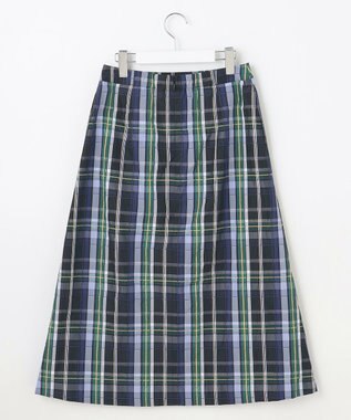 J.PRESS LADIES 【洗える】ECO DOBBY チェック スカート ネイビー系3