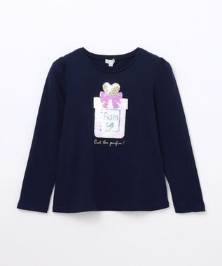 ANY KIDS ミラクルスパンコール 長袖 Tシャツ ネイビー×パフューム