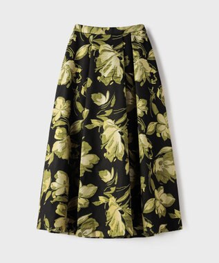 GRACE CONTINENTAL ラメフラワージャガードスカート イエロー