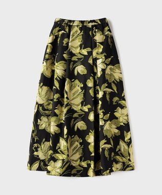 GRACE CONTINENTAL ラメフラワージャガードスカート イエロー