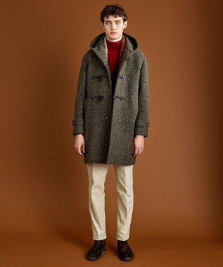 JOSEPH ABBOUD 【キングサイズ・軽量/シェットランドツィード/インポート素材】 シェットランドツィード ダッフルコート ダークブラウン系7