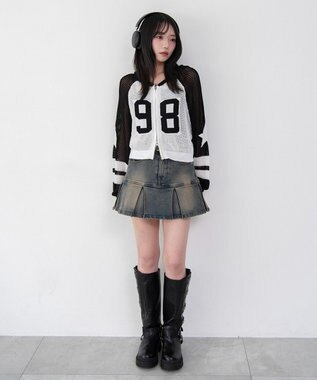 WEGO ラグランメッシュニットパーカー ブラック
