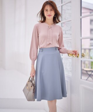 ANY SIS 【洗える】ボウタイ ニット ローズグレー