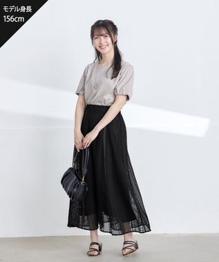 Tiaclasse ラインレーススカート ブラック