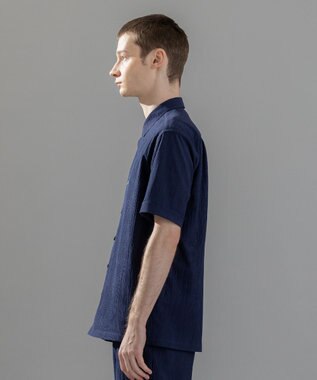 JOSEPH HOMME 新素材【通気性/洗える/ストレッチ】トリコワッシャーストレッチ　レギュラーカラー半袖シャツ ネイビー系