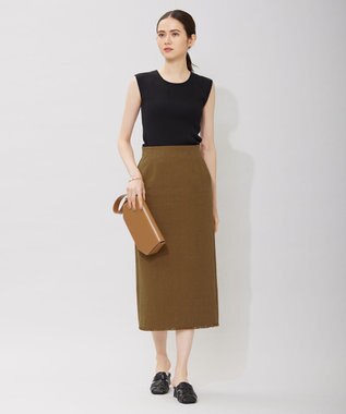 ICB L 【洗える】オーガニックコットンリブ ノースリーブプルオーバー ブラック系