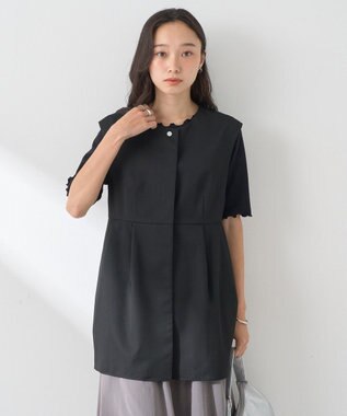 earth music&ecology ペプラムタックジレ Black