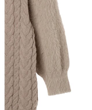 earth music&ecology 袖ファーケーブルミニワンピース Gray Beige
