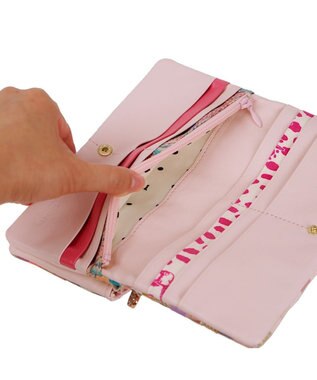 tsumori chisato CARRY エポネコメッシュ 長財布 2つ折り かぶせタイプ ピンク
