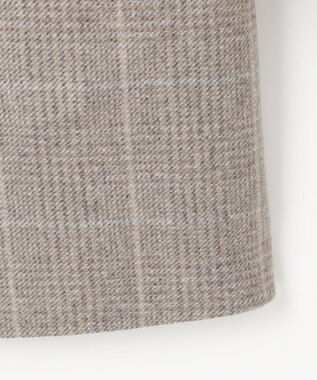 自由区 L 【17号サイズまで展開・カタログ掲載】ウールリバーチェック柄ダブルブレスト コート モカチェック