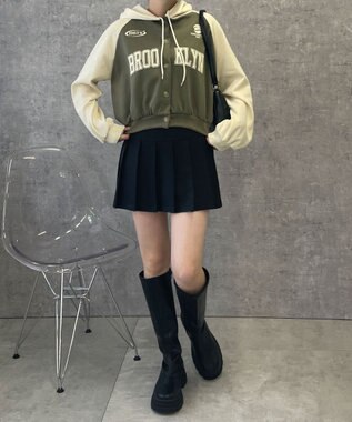 WEGO カレッジカットパーカー カーキ