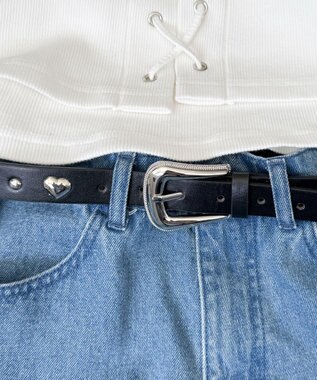 WEGO Lハートスタッズベルト ブラック