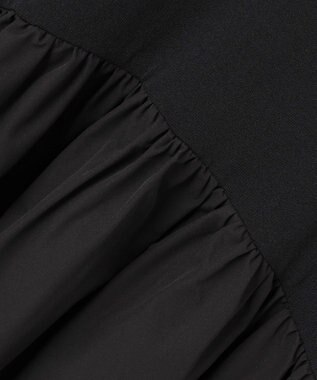 組曲 襟付きドッキング ニットワンピース ブラック系