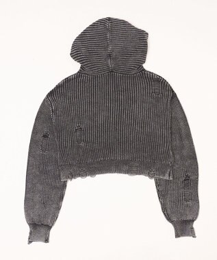 WEGO ダメージニットジップパーカー スミクロ