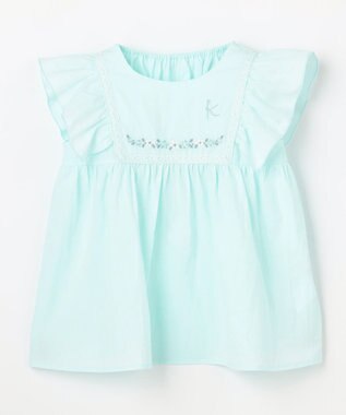 組曲 KIDS 【110-140㎝】 フラワーエンブロイダリーブラウス ミント